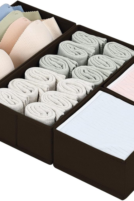 Drawer Organizers Clothes, Set of 4 Dresser Organizer Bins, Fabric Closet Organi