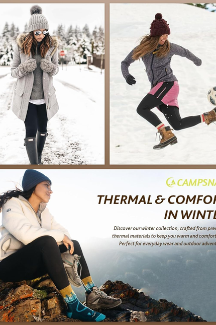 CAMPSNAIL Fleece Lined Leggings Women - Thick Soft High Waisted Black Tummy Cont
