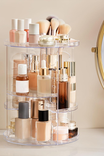 360 Rotating Makeup Organizer Adjustable Carousel Small Capacity Revolving Perfu