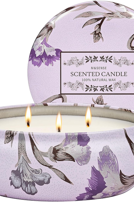 Peach Scented Candles 12Oz 40 Hour Long Lasting, 3 Wick Soy Candles for Home Sce
