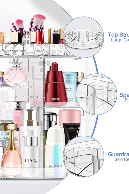 360 Rotating Makeup Organizer, DIY Adjustable Makeup Carousel Spinning Holder Ra