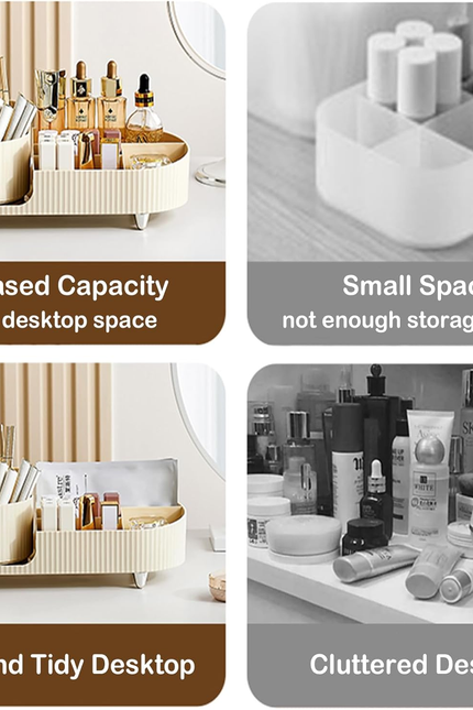 360° Rotating Vanity Makeup Organizer with Brush Holder, Large Spinning Cosmetic