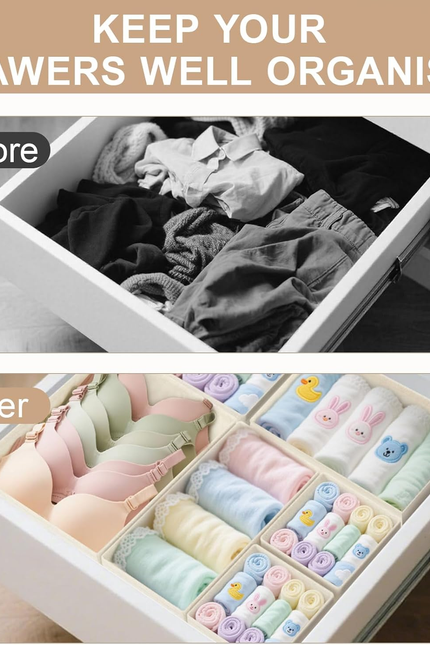 Drawer Organizer Clothes - Dresser Organizer for Baby Clothes, Underwear, Sock -