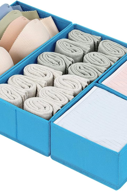 Drawer Organizers Clothes, Set of 4 Dresser Organizer Bins, Fabric Closet Organi
