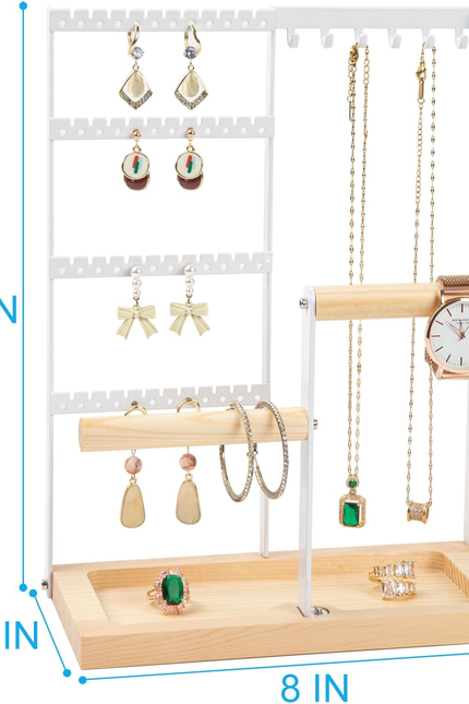Jewelry Organizer Stand, Jewelry Holder, Lengnoy 4 Tier Earring Holder with 48 H