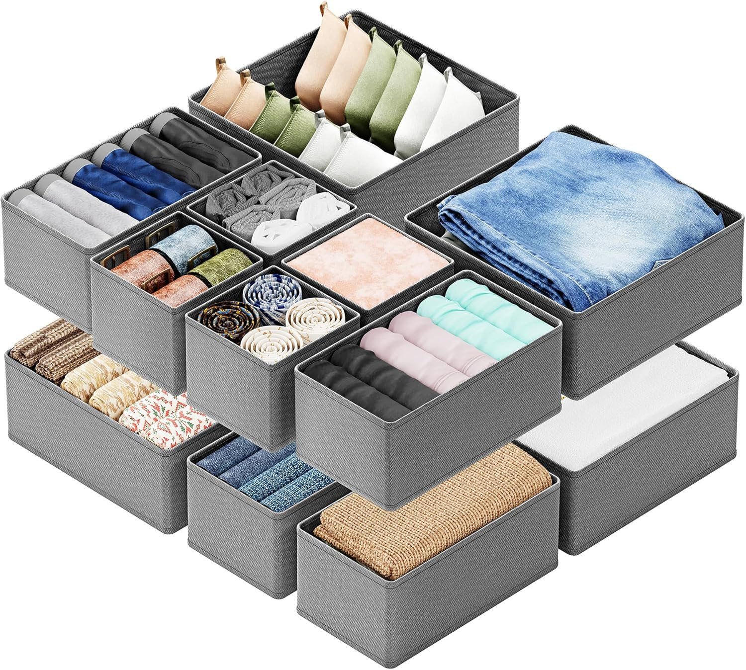 Sock Drawer Organizer Divider 3 Pack, 64 Cell Dresser Closet Nursery Underwear O