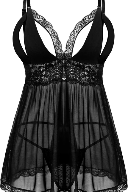 Women plus Size Lingerie Set Sexy Lace Babydoll Lingerie Dress Chemise Sleepwear