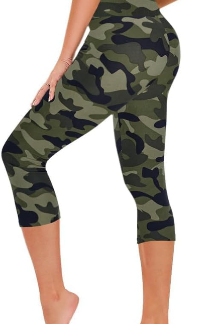 Capri Leggings for Women - Tummy Control Black Leggings with Pockets High Waiste