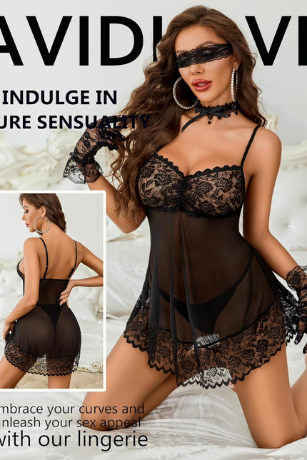 Lace Babydoll Lingerie Sexy Mini Chemise Mesh Wedding Nightie Bridal Nightdress