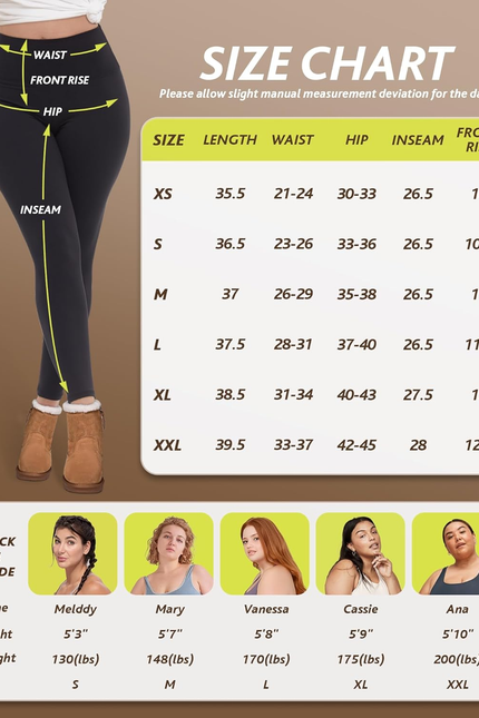 CAMPSNAIL Fleece Lined Leggings Women - Thick Soft High Waisted Black Tummy Cont
