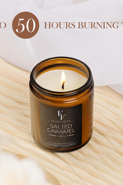 Salted Caramel Scented Candle for Home Soy Wax Candle, Aromatherapy Candle Gift 