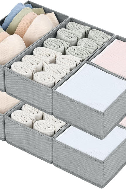 Drawer Organizers Clothes, Set of 4 Dresser Organizer Bins, Fabric Closet Organi
