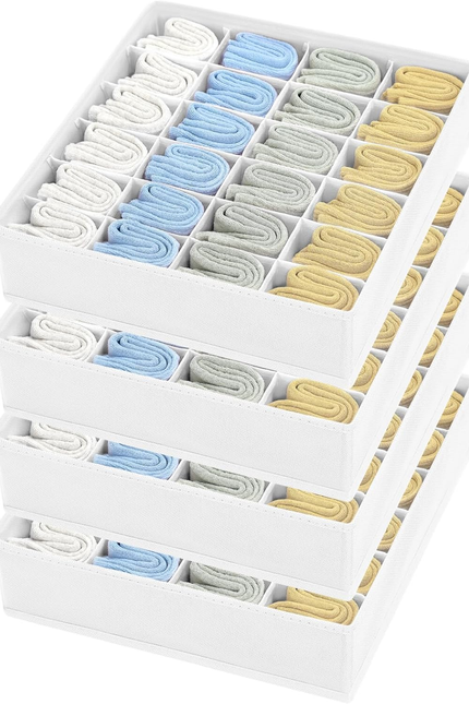 Sock Drawer Organizer Divider, 16-Cell Underwear Organizers and Storage Fabric D