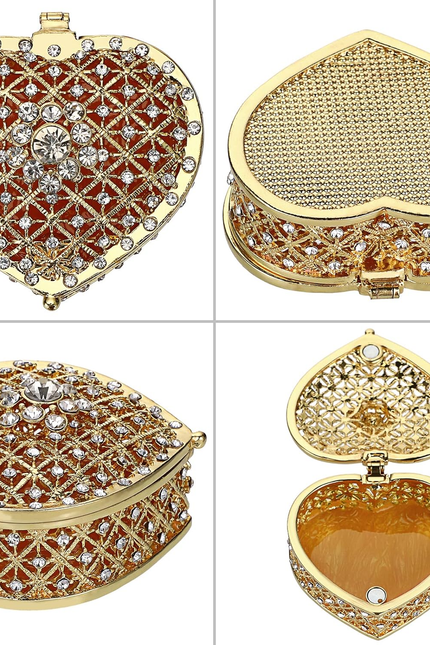 Heart Shape Jewelry Box Wedding Box Keepsake Box Ring Earring Small Trinket Stor