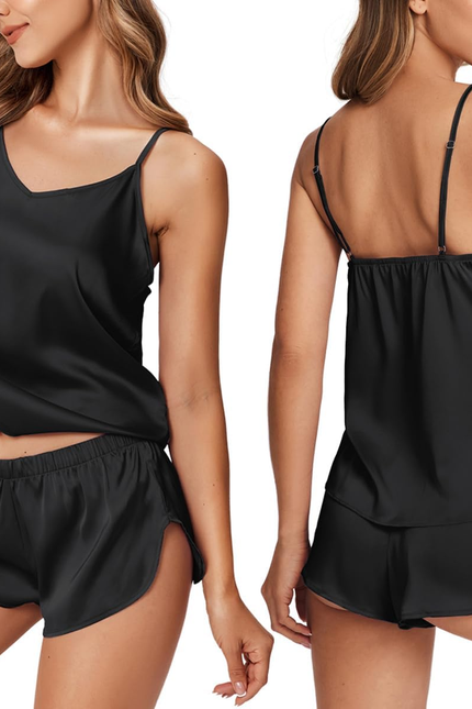 Silk Pjs for Women Satin Pajamas Set Lingerie Camisole Pajamas Cami Shorts Set N