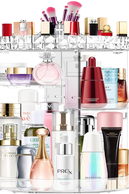 360 Rotating Makeup Organizer, DIY Adjustable Makeup Carousel Spinning Holder Ra