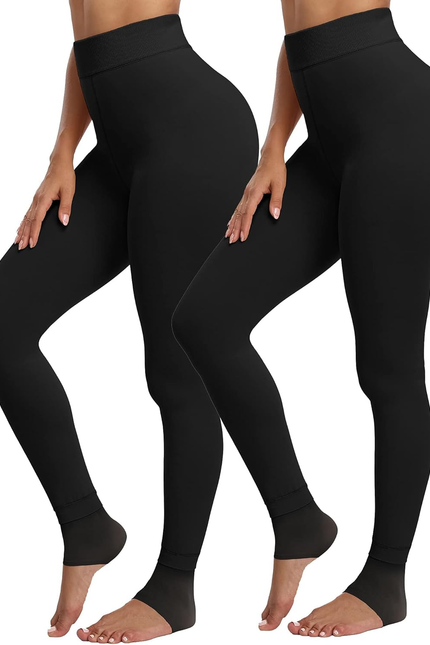 CHRLEISURE Women'S Fleece Lined Tights - Fake Sheer Warm Pantyhose Thick Winter 