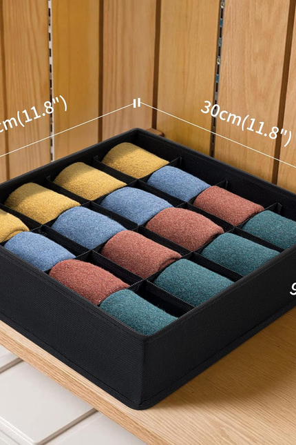 Sock Drawer Organizer Divider, 16-Cell Underwear Organizers and Storage Fabric D