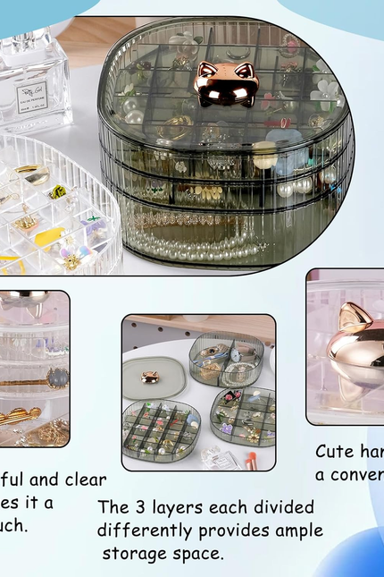 3-Layer Clear Acrylic Jewelry Organizer Box – Stackable Ring & Earring Storage