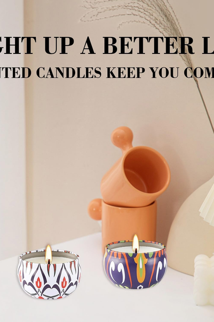 2-Pack Aromatherapy Scented Candles - Bonfires and Cinnamon, Natural Soy Wax wit