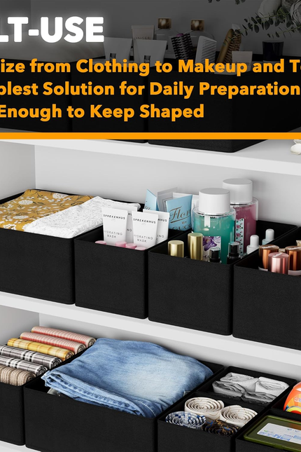 12-Pack Drawer Organizer Bins – Non-Woven Fabric Dresser Storage Boxes