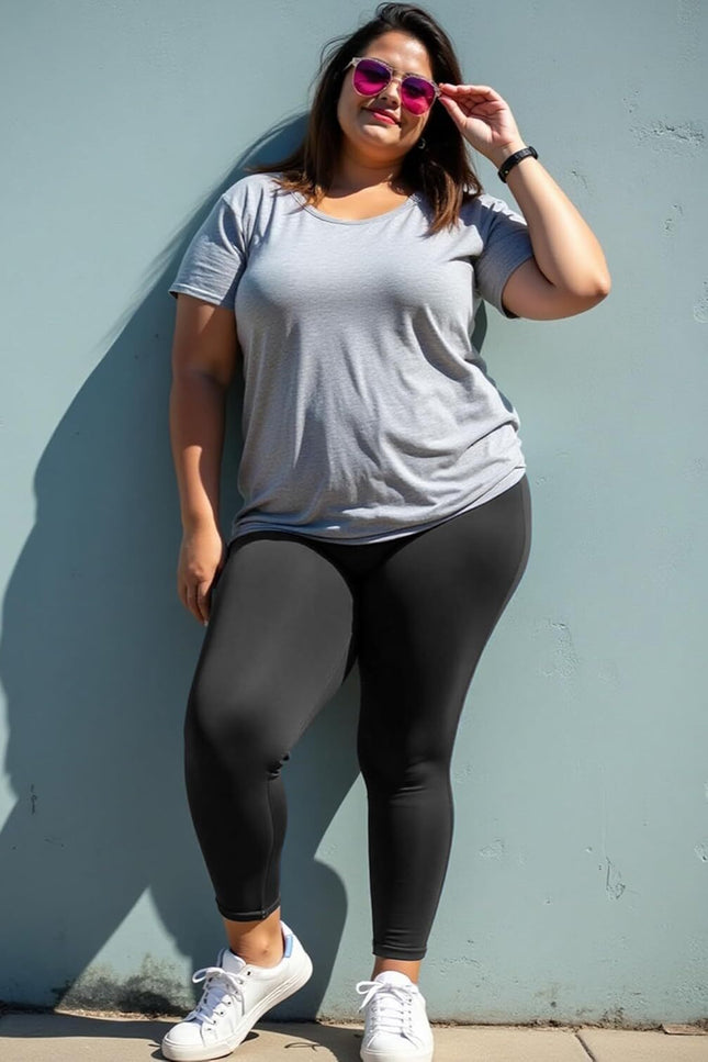 Women's Plus Size High Waisted Leggings: Soft, Tummy Control (Sizes L-6XL)