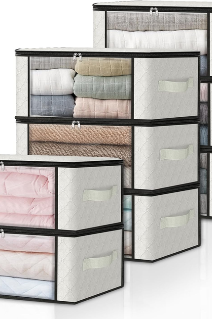 3-Pack Foldable Storage Bags – 35L Clothes, Bedding & Toy Organizer with Handles