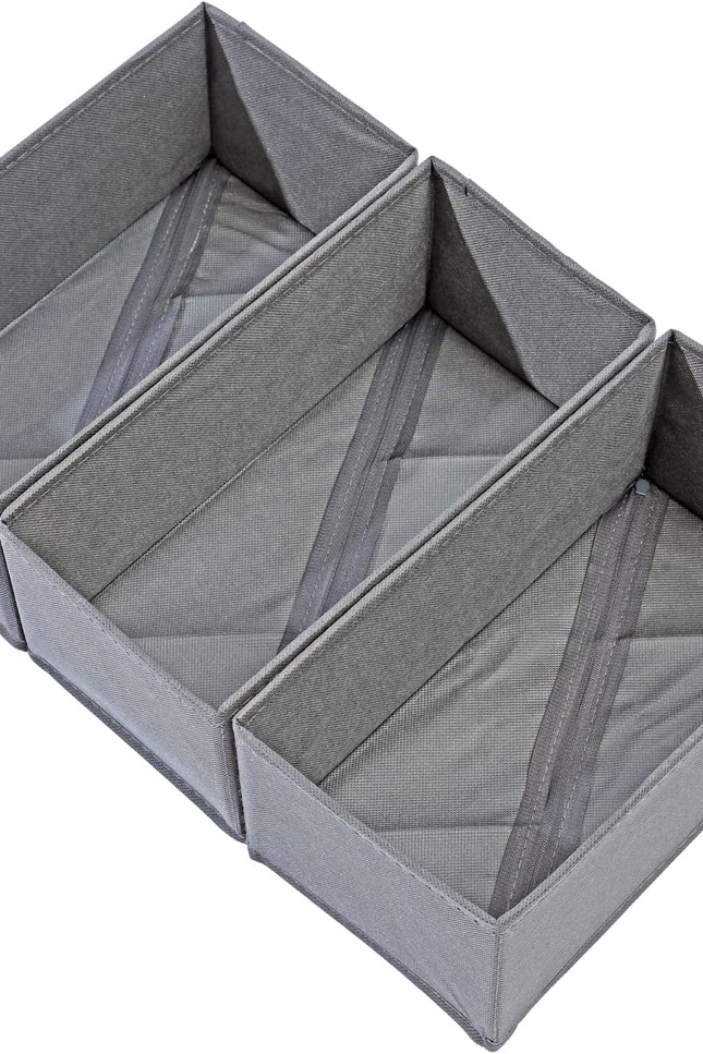 Socks Drawer Organizer Set of 3 Pack Gray, Underwear Dividers, Closet Cabinet Dr
