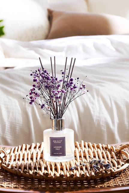 Reed Diffuser Set,3.38 Fl Oz (100 Ml) - Lavender Field Oil Diffusers with 8 Reed
