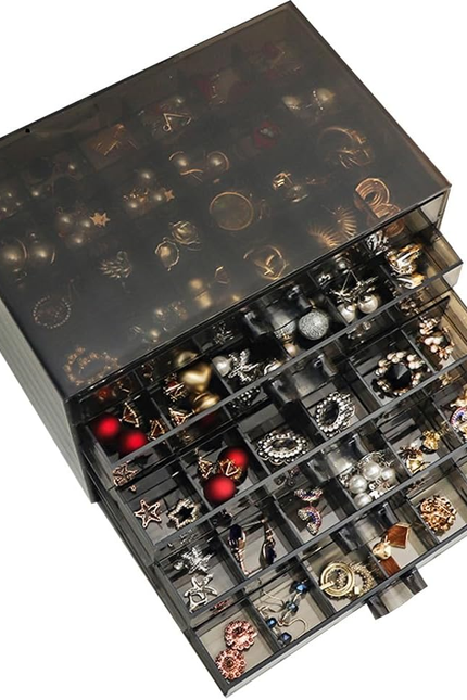Earring Storage Box Organizer, Acrylic Jewelry Storage Box Holder 5 Drawers Tran