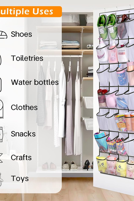 35 Large Pockets over the Door Shoe Organizer Sturdy Oxford Fabric Hanging Shoe 