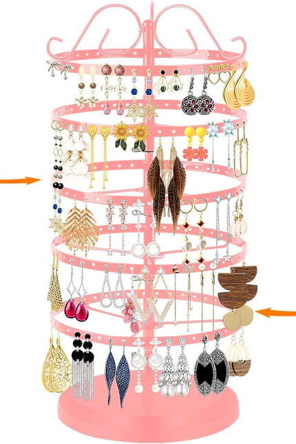 360 Rotating Earring Holder Organizer Stand,5 Tiers Acrylic Jewelry Organizers a