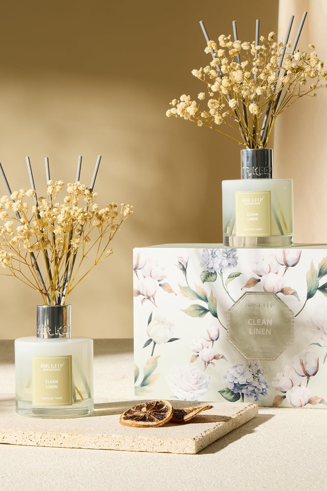 Reed Diffuser 3.38 Oz (100Ml) 2Pk, Clean Linen Scented Reed Diffuser Set,Reed Di