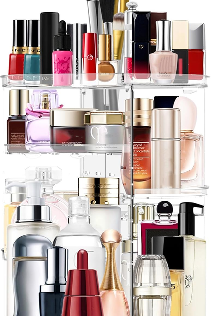 Makeup Organizer 360 Rotating Cosmetic Organizer DIY Adjustable Makeup Carousel 