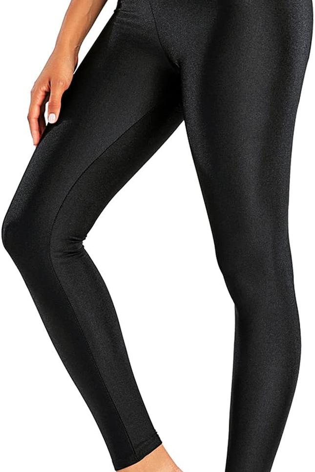Sghenr Women'S High Waisted Yoga Pants Tummy Control Shiny Sports Tights Workout