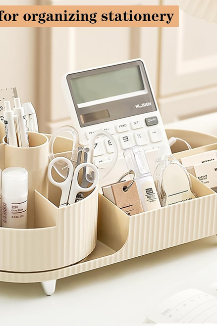 360° Rotating Vanity Makeup Organizer with Brush Holder, Large Spinning Cosmetic