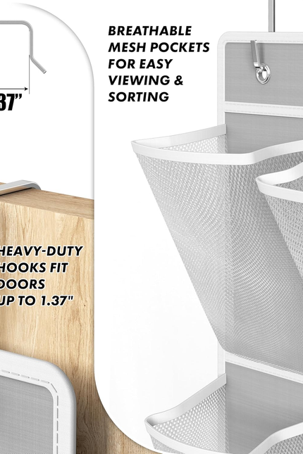 24 Pockets - 2PK 12 Large Pockets over Door Hanging Shoe Organizer, Grey