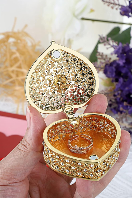 Heart Shape Jewelry Box Wedding Box Keepsake Box Ring Earring Small Trinket Stor