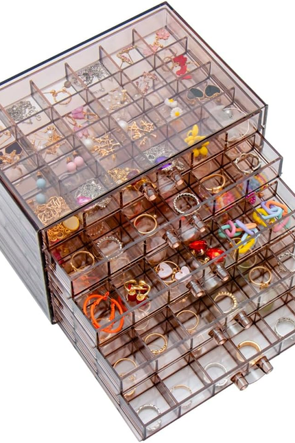 Earring Storage Box Organizer, Acrylic Jewelry Storage Box Holder 5 Drawers Tran