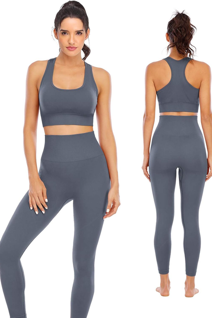 Workout Sets for Women 2 Piece High Waisted Seamless Leggings with Padded Stretc