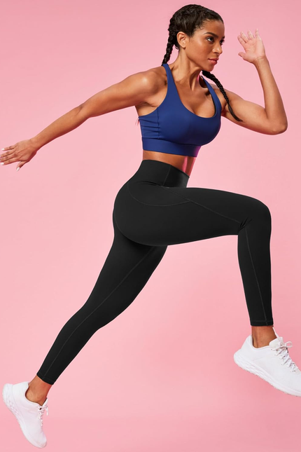 Ewedoos Compression Leggings with Pockets for Women Tummy Control Leggings No Fr