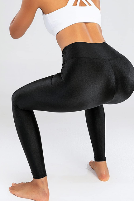 Sghenr Women'S High Waisted Yoga Pants Tummy Control Shiny Sports Tights Workout
