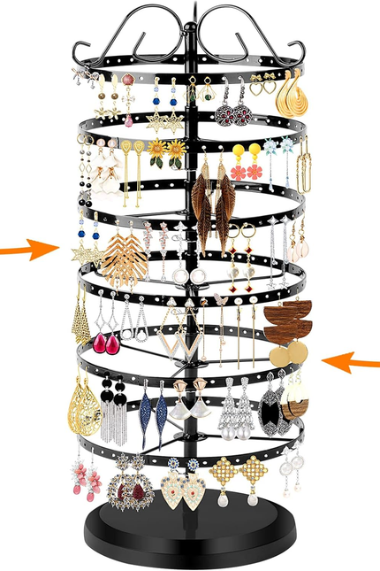 360 Rotating Earring Holder Organizer Stand,5 Tiers Acrylic Jewelry Organizers a