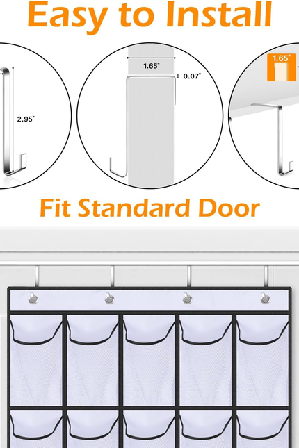 35 Large Pockets over the Door Shoe Organizer Sturdy Oxford Fabric Hanging Shoe 