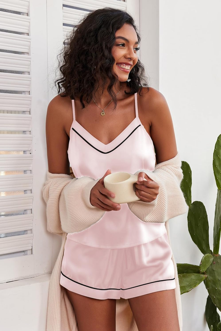 Pajamas for Women Set Silk Satin Pjs Sexy Lingerie Sleepwear Cami Shorts Set Sum