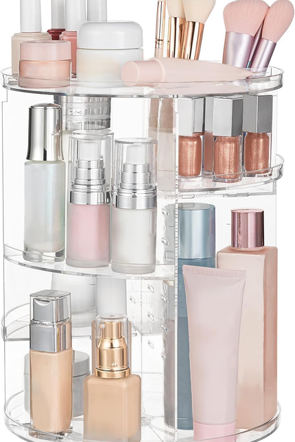360 Rotating Makeup Organizer Adjustable Carousel Small Capacity Revolving Perfu