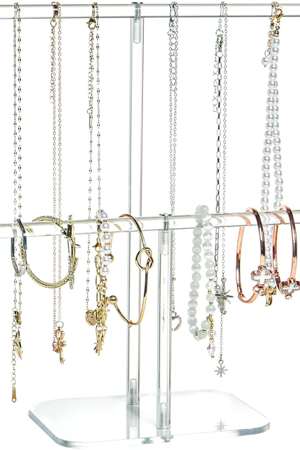 Premium Jewelry Stand, Earring Holder, Necklace Holder Stand, Clear 3-Tier Acryl