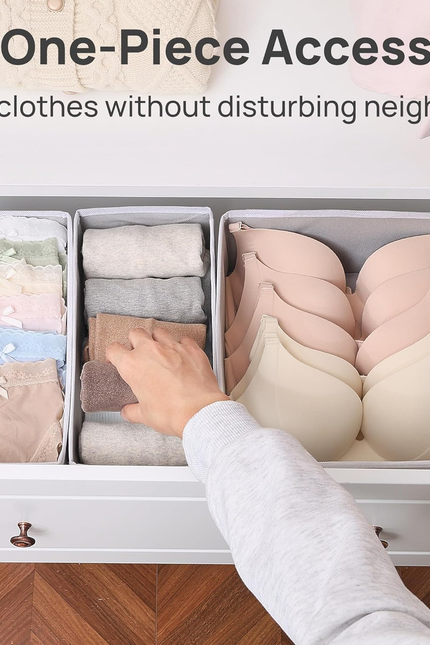6 Pack Drawer Organizer for Clothes, Dresser Drawer Organizer Bins, Foldable Fab