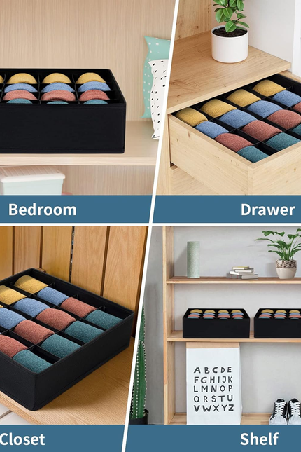 Sock Drawer Organizer Divider, 16-Cell Underwear Organizers and Storage Fabric D