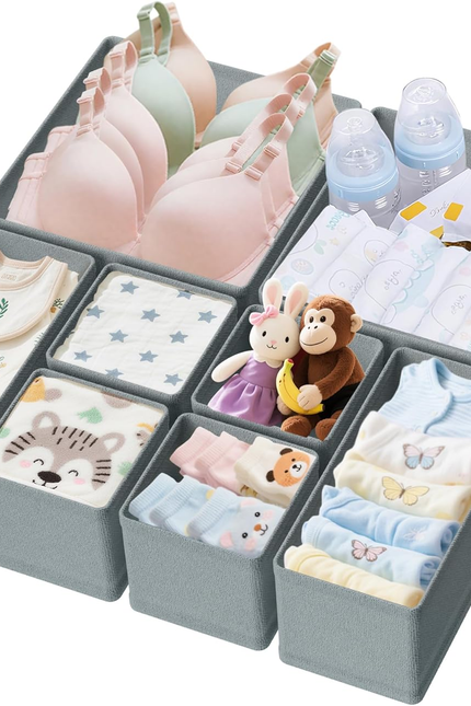 Drawer Organizer Clothes 6 Pack, Dresser Closet Organizers for Baby Clothes Unde